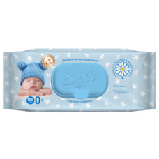 Вологі серветки Smile Baby з екстрактом ромашки і алое, 100 шт. 