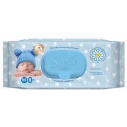 Вологі серветки Smile Baby з екстрактом ромашки і алое, 100 шт. 