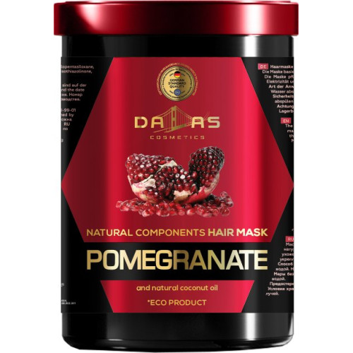 Маска для волос Dalas Natural component с маслом гранатовых косточек и натуральным кокосовым маслом 1000 мл. – Dalas