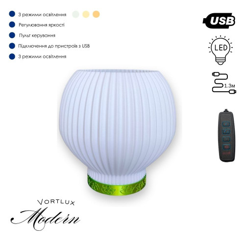 Настільна декоративна лампа Vortlux Modern Green Usb – Без бренду