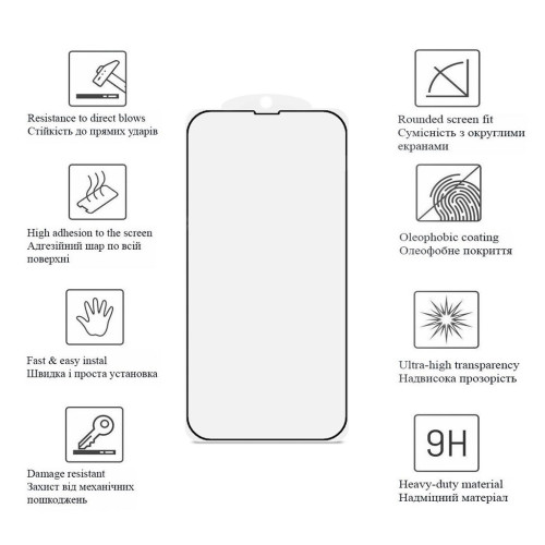 Скло захисне Drobak Matte Glass A+ Apple iPhone 14 (Black) (292945) – Drobak (вид 3)