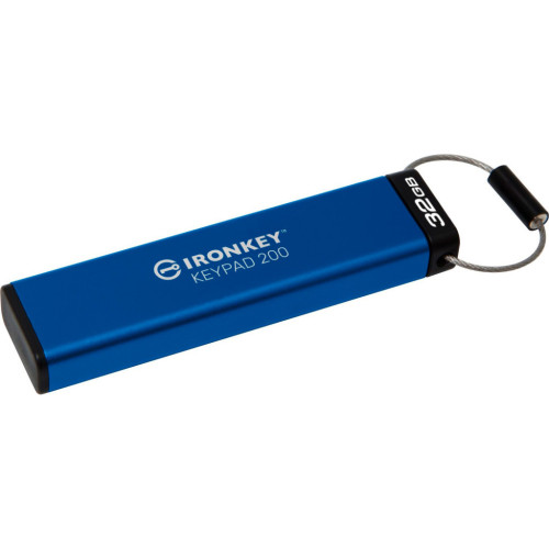 USB флеш накопичувач Kingston 32GB IronKey Keypad 200 AES-256 Encrypted Blue USB 3.2 (IKKP200/32GB) – KINGSTON (вид 3)