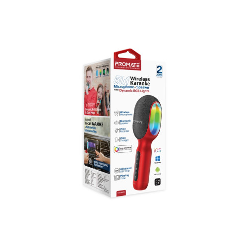 Микрофон Promate VocalMic Bluetooth 2 x AUX LED Red (vocalmic.red) – Promate (вид 1)