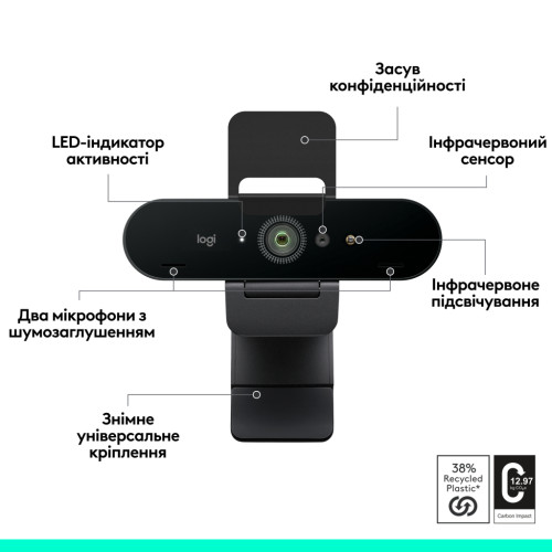 Веб-камера Logitech Brio 4K Ultra HD Graphite (960-001718) – Logitech (вид 4)