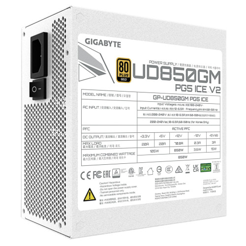 Блок живлення GIGABYTE 850W (GP-UD850GM PG5 ICE) – GIGABYTE (вид 4)