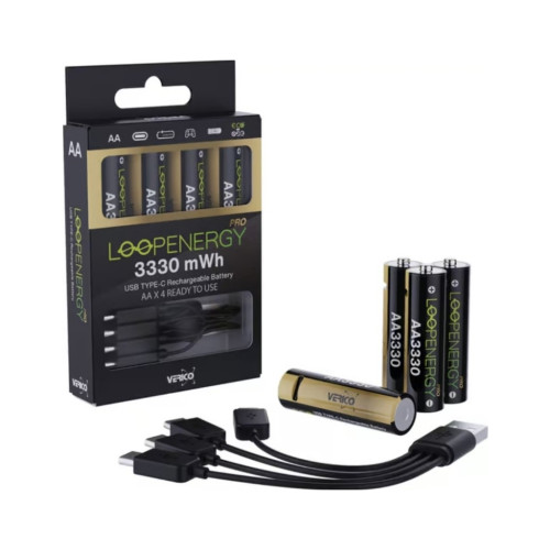 Аккумулятор Verico AA USB Type-C 2220mAh/3330mWh-1.5V Li-ion 4шт./уп. (Loop Energy PRO) (1UDBT-A6WEAC-NN) – Verico (вид 1)