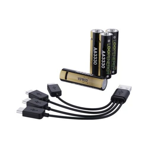 Аккумулятор Verico AA USB Type-C 2220mAh/3330mWh-1.5V Li-ion 4шт./уп. (Loop Energy PRO) (1UDBT-A6WEAC-NN) – Verico (вид 2)