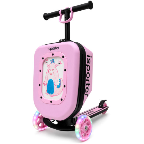 Самокат iSporter Travel 2в1 с чемоданом розовый (K3_Pink) – iSporter