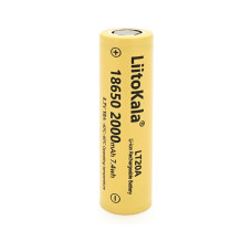Аккумулятор 18650 2000mah (1900-2000mah), 3.7V(2.75-4.2V), Yellow Liitokala (Lii-LT20A)