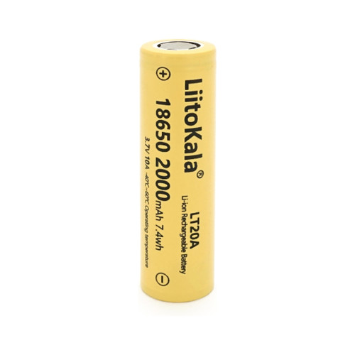Аккумулятор 18650 2000mah (1900-2000mah), 3.7V(2.75-4.2V), Yellow Liitokala (Lii-LT20A) – Liitokala