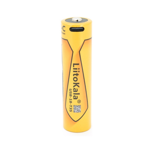 Аккумулятор 18650 3500mah (3400-3500mah), 3.7V(2.7-4.2V), Type-C, 72*18.6mm, Yellow Liitokala (USB-18-T35) – Liitokala