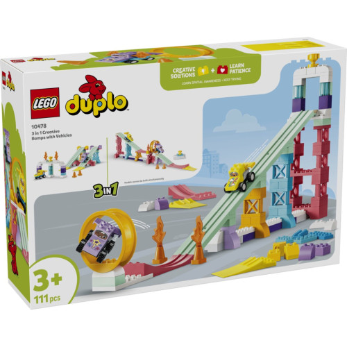 Конструктор LEGO DUPLO 3 в 1 Интересные горки и трамплины с автомобилями (10478) – LEGO
