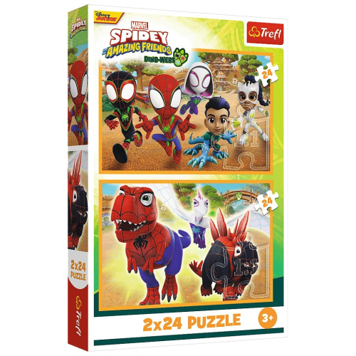Пазл Trefl Marvel Спайди и динозавры 2х24 элемента (5900511344325) – Trefl
