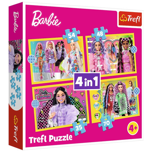 Пазл Trefl Barbie Веселый мир Барби 4 в 1 (35, 48, 54, 70) (5900511346268) – Trefl