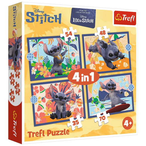 Пазл Trefl Disney Stitch The Movie Отпуск на Гавайях 4 в 1 (35, 48, 54, 70) (5900511346664) – Trefl