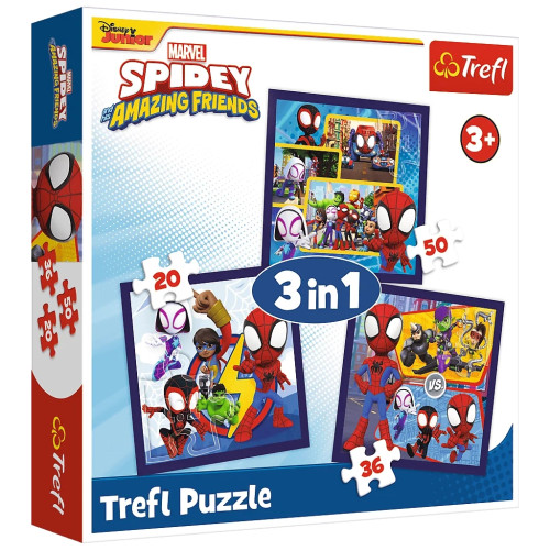 Пазл Trefl Marvel Команда Спайди и динозавры 3 в 1 (5900511348927) – Trefl