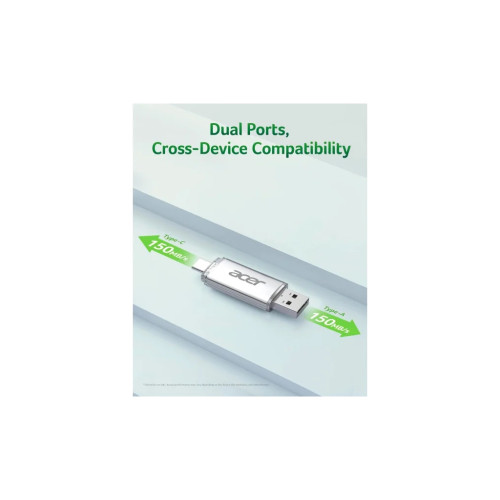 USB флеш накопитель Acer 64GB UT300 USB-A/Type-C 3.2 Silver (BL.9BWWA.589) – Acer (вид 1)