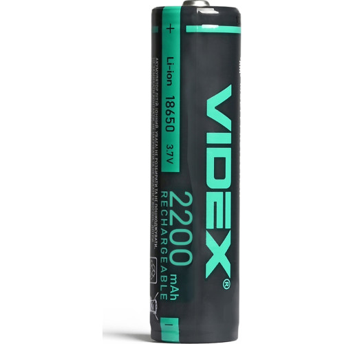 Аккумулятор 18650 2200mAh Li-Ion, protect, color box/1шт Videx (18650-P/2200/1CB) – Videx (вид 2)
