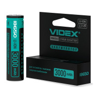 Аккумулятор 18650 3000mAh Li-Ion, protect, color box/1шт Videx (18650-P/3000/1CB)