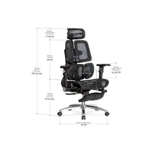 Офисное кресло Mealux S3 Air Plus Black (HF-S3 M/B) – Mealux (вид 1)