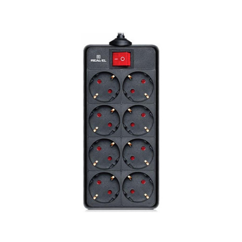 Мережевий фільтр живлення REAL-EL REAL-EL RS-8 PROTECT, 3m, black (EL122300022) – REAL-EL