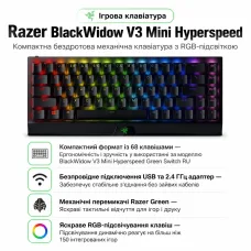 Клавіатура Razer BlackWidow V3 Mini Hyperspeed Green Switch RU (RZ03-03891600-R3R1)