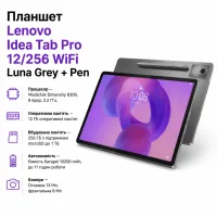 Планшет Lenovo Idea Tab Pro 12/256 WiFi Luna Grey + Pen (ZAE50100UA)