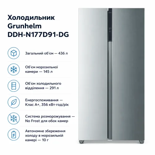 Холодильник Grunhelm DDH-N177D91-DG – Grunhelm