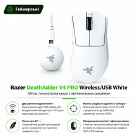 Мишка Razer DeathAdder V4 PRO Wireless/USB White (RZ01-05330200-R3G1)