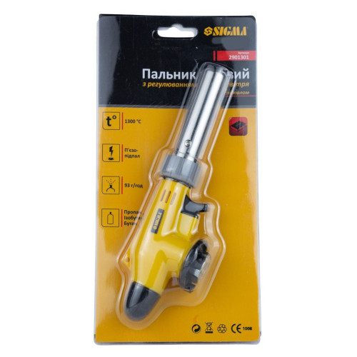 Газовый паяльник Sigma турбо 360° с регулировкой подачи воздуха и пьезо 18мм 203мм (2901301) – Sigma (вид 3)