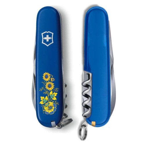 Нож Victorinox Spartan Ukraine Blue "Квіти" (1.3603.2_T1050u) – Victorinox (вид 2)