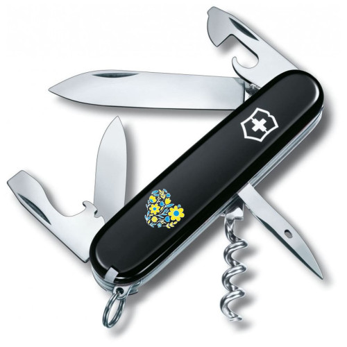 Ніж Victorinox Spartan Ukraine 91 мм Чорний Квіткове серце (1.3603.3_T1246u) – Victorinox