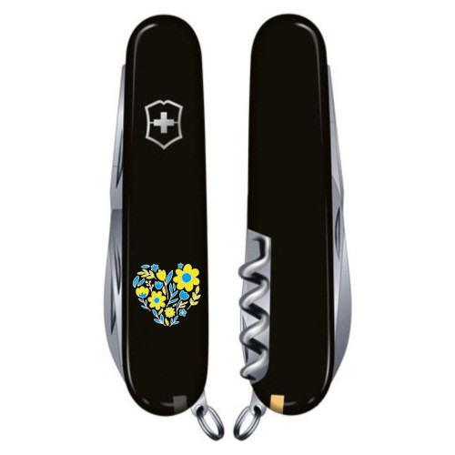 Ніж Victorinox Spartan Ukraine 91 мм Чорний Квіткове серце (1.3603.3_T1246u) – Victorinox (вид 1)