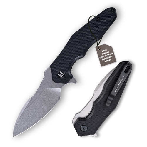 Ніж Hightron Mini Ventura, D2, G10, чорний, сталевий stonewash клинок (HK05BLKS) – Hightron