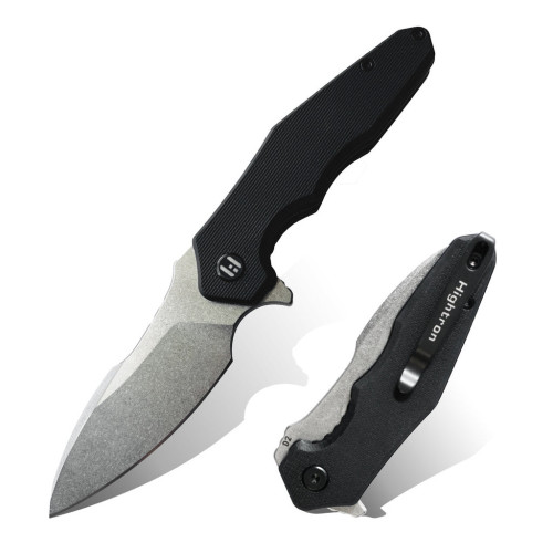 Ніж Hightron Mini Ventura, D2, G10, чорний, сталевий stonewash клинок (HK05BLKS) – Hightron (вид 1)