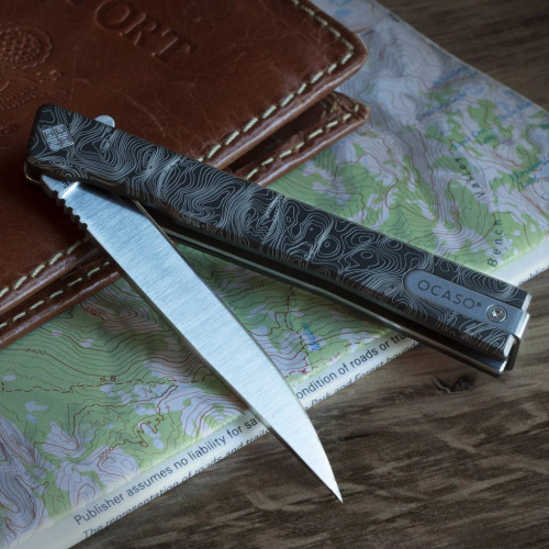 Нож Ocaso Solstice, Engraved titanium, Topo Pattern, Satin (10ETS) – Ocaso (вид 1)