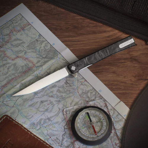 Нож Ocaso Solstice, Engraved titanium, Topo Pattern, Satin (10ETS) – Ocaso (вид 2)