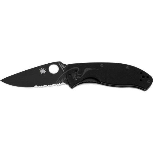 Нож Spyderco Tenacious Black Blade полусеррейтор (C122GBBKPS) – Spyderco