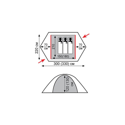 Палатка Tramp Rock 3 V2 Grey/Red (TRT-028) – Tramp (вид 2)