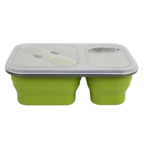 Набор туристической посуды Tramp 2 отсека силиконовый 900ml с ловилкой olive (UTRC-090-olive) – Tramp