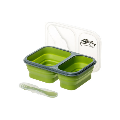 Набор туристической посуды Tramp 2 отсека силиконовый 900ml с ловилкой olive (UTRC-090-olive) – Tramp (вид 2)