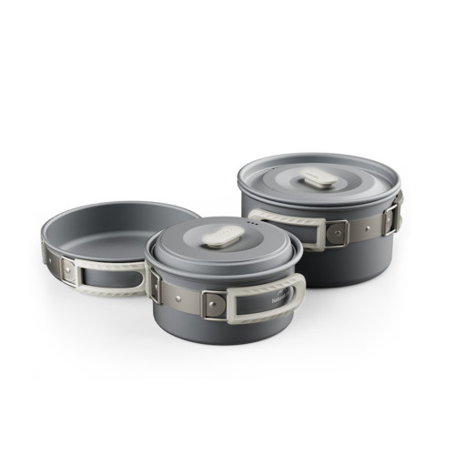 Набір туристичного посуду Naturehike CNK2450CF010, 2 каструлі 1л, 1.7л, сковорідка (6976507663335) – Naturehike (вид 2)