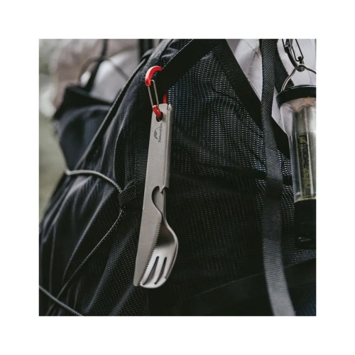 Набор туристической посуды Naturehike ложка, виделка, ніж з титану CNH22CJ017 сірий з мішечком (6927595711910) – Naturehike (вид 1)