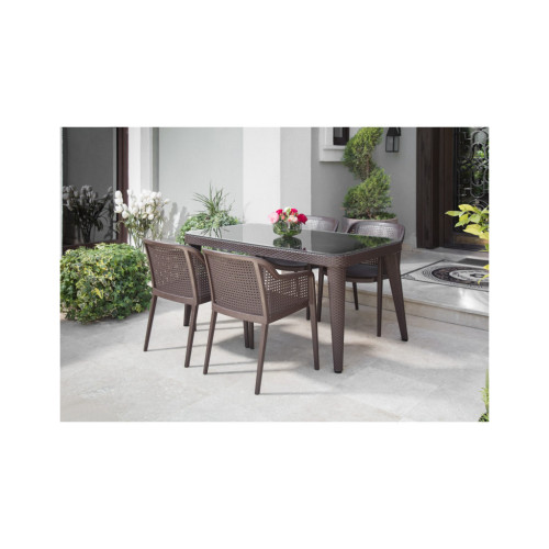 Стол садовый Tilia Osaka 90x150 см с наружным стеклом венге, ножки пластиковые. (10060) – Tilia (вид 2)