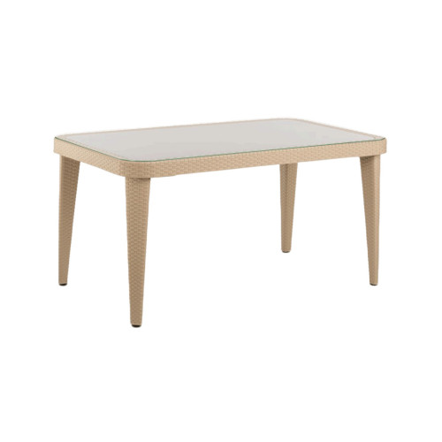 Стол садовый Tilia Osaka 90x150 см с наружным стеклом кофейный, ножки пластиковые. (10059) – Tilia