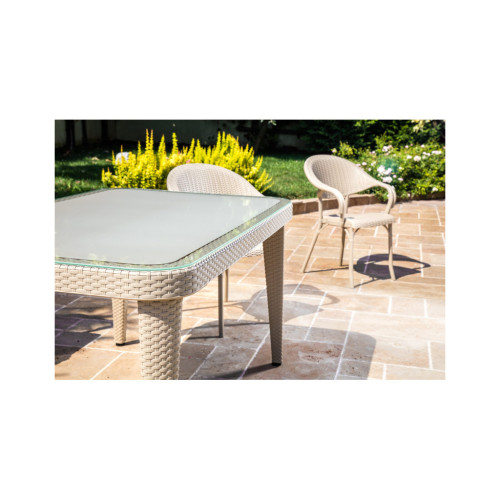 Стол садовый Tilia Osaka 90x150 см с наружным стеклом кофейный, ножки пластиковые. (10059) – Tilia (вид 2)