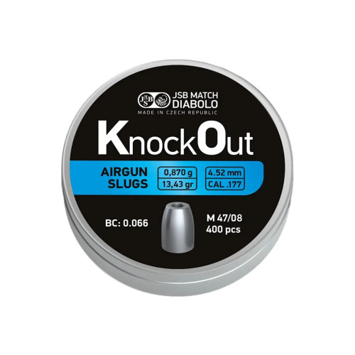 Пульки JSB Diabolo KnockOut Slugs 4,52 мм, 0,87 г, 400 шт/уп (546126-400) – JSB