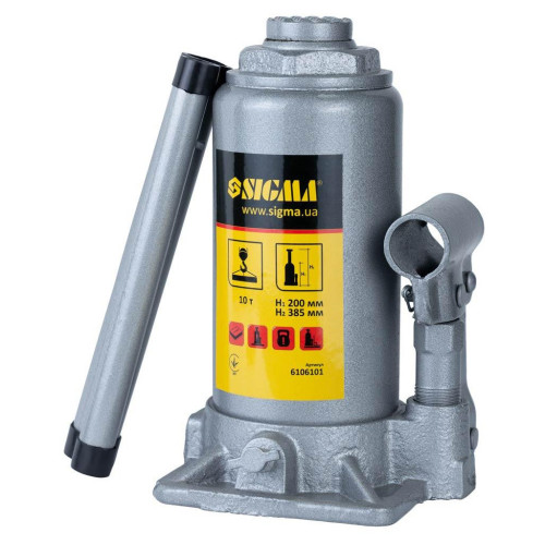 Домкрат Sigma гидравлический бутылочный 10т H 200-385мм (6106101) – Sigma