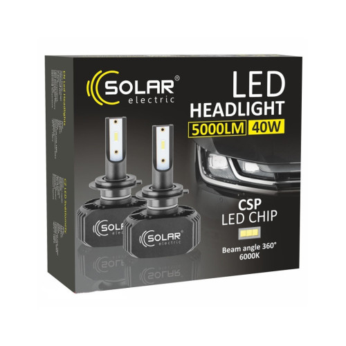 Автолампа SOLAR H7 LED 12/24V 40W 5000Lm 6000K, CSP1860 (8207) – solar (вид 2)