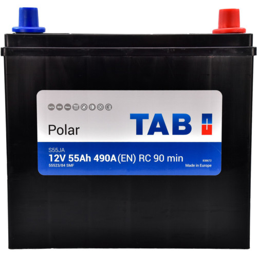 Аккумулятор автомобильный TAB 55 Ah/12V Polar S Euro Japan (246 855) – TAB